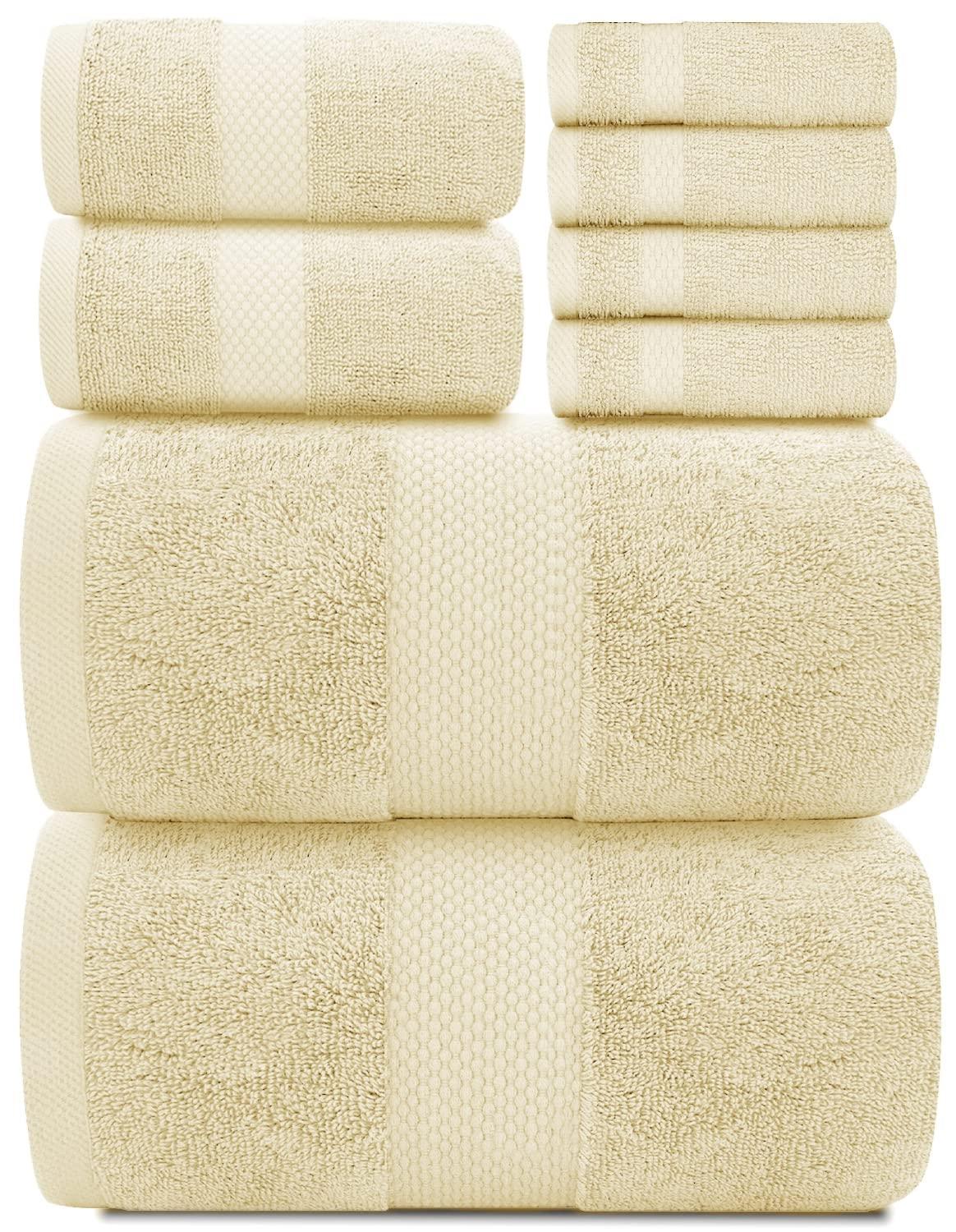 Luxury Beige Bath Towel Set of 8