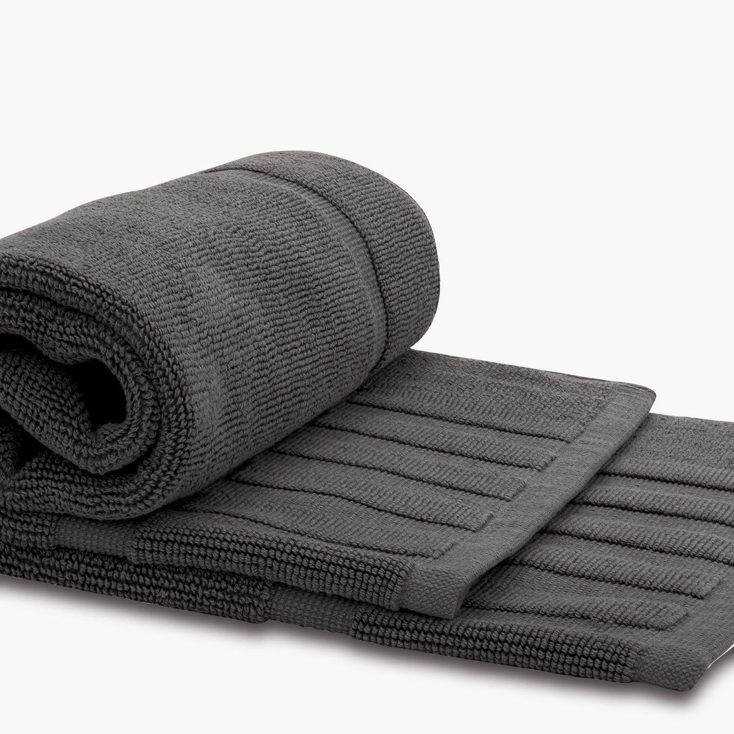 Luxury Cotton Bath Mat Set – Dark Grey, 1000 GSM, 22”×34”, 2-Pack