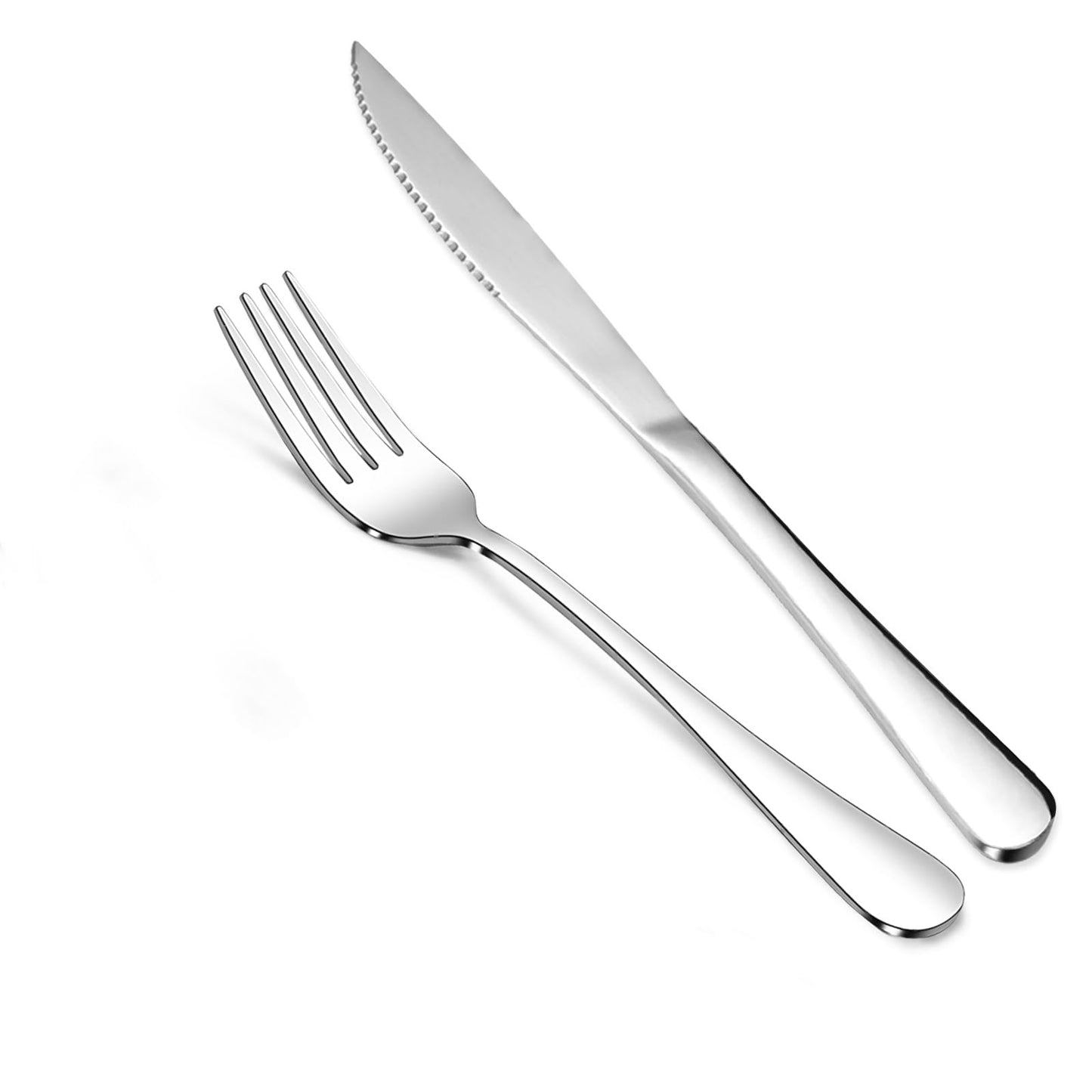 12 Pcs Steak Knives and Dinner Forks Silverware SetFood Grade Stainless Steel Flatware Cutlery Set for HomeKitchen and RestaurantMirror PolishedDishwasher Safe - 6 Steak Knives and 6 Dinner Forks