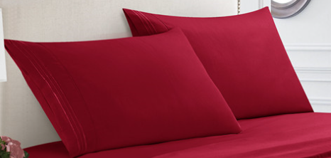 Red Fitted Sheet Set with Flat Sheet and Pillowcase