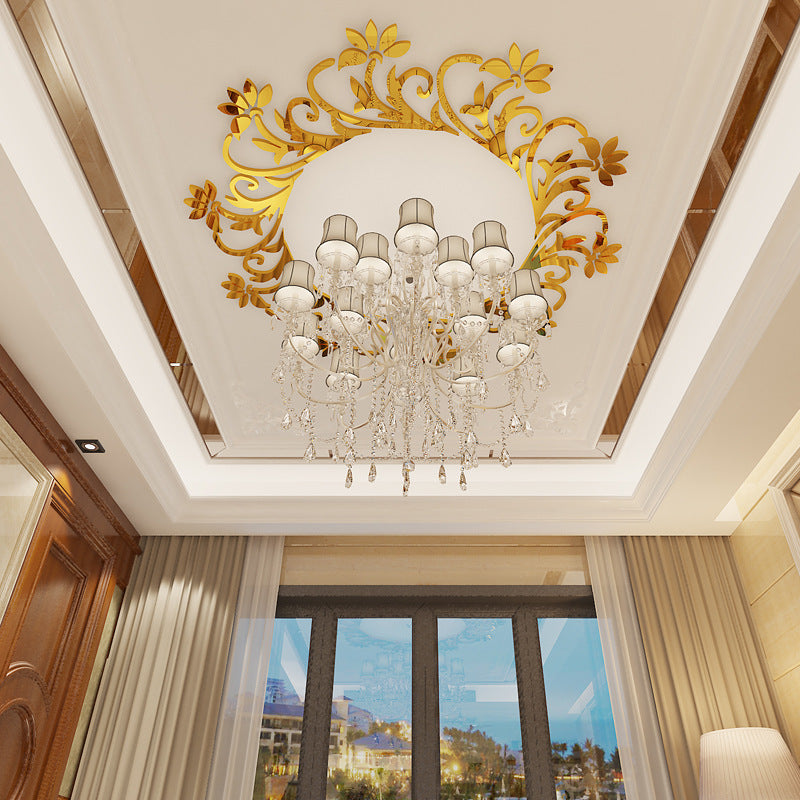 3D Mirror Flower Vine Acrylic Wall Stickers for Decor
