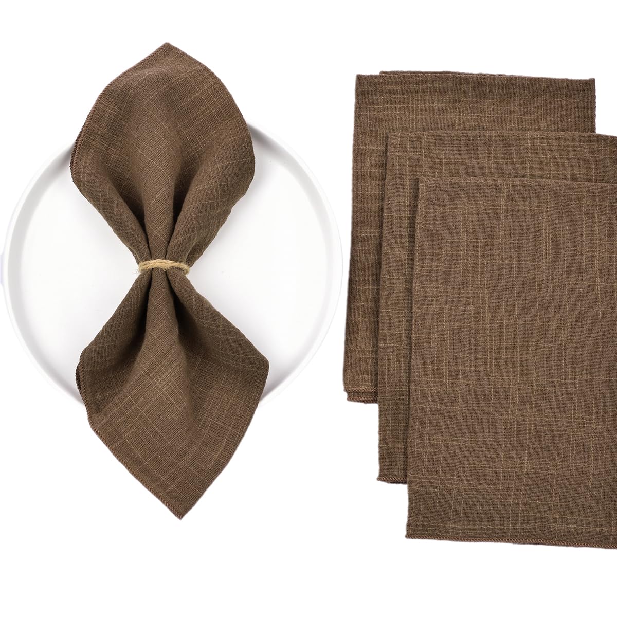 Joanlody Handmade Cloth Napkins Easter Spring Rustic Cotton Linen Napkins 16.5x16.5 Inches Washable Dinner Napkins for Baby Shower Wedding Party Set of 10 Coffee
