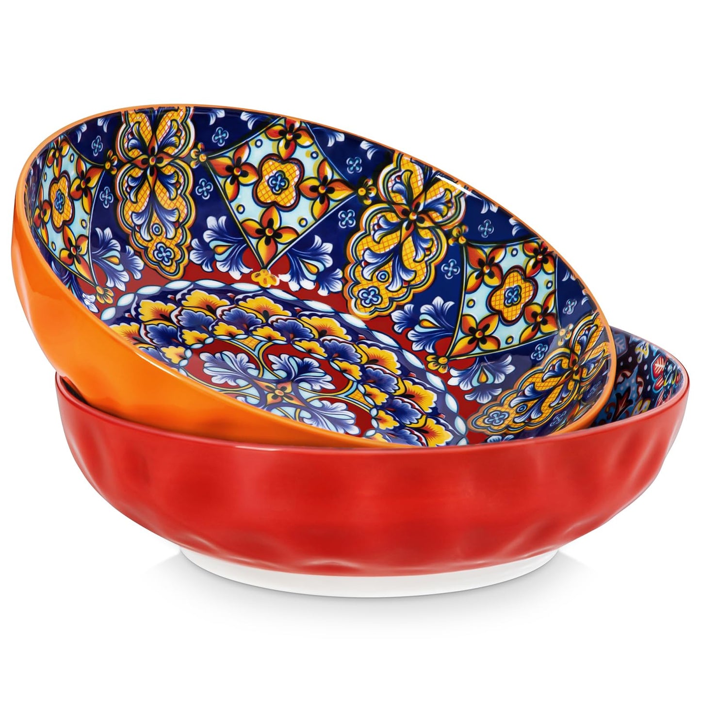 vancasso Large Serving Bowls 78 Oz Extra Large Salad Bowls Set of 2 Bohemian Decorative Bowls for Salad Fruit Pasta and Dinner Serving Dishes Set for Party Dishwasher & Microwave Safe-Red