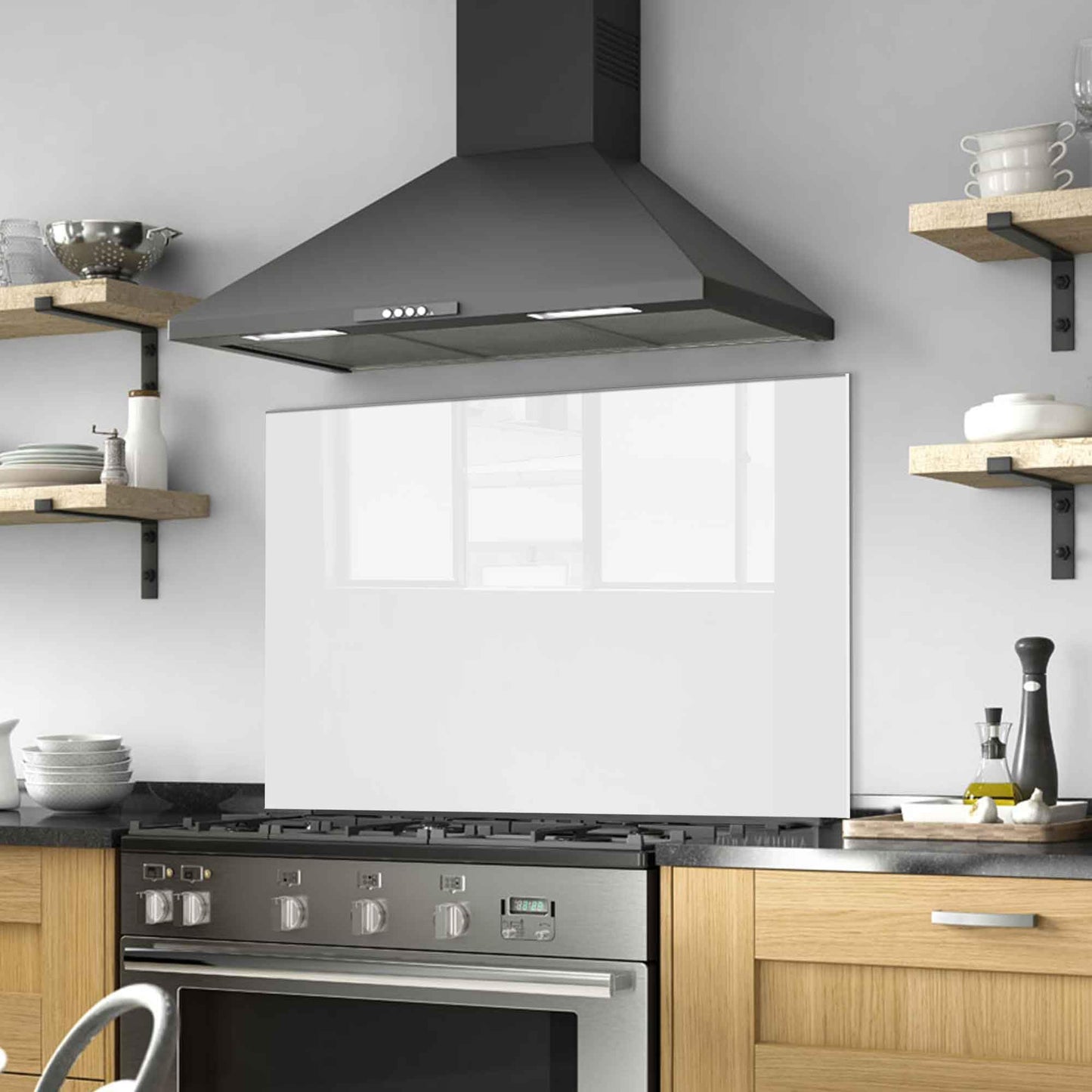 White Tempered Glass Kitchen Backsplash Stove Back Cover Stove Splashback Cutting Board Kitchen Decor Tile Home Wall Decor (30x16’’)