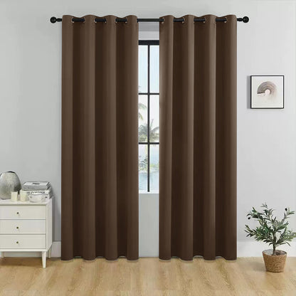 Curtains fully block out sunlight and provide protection from the heat.