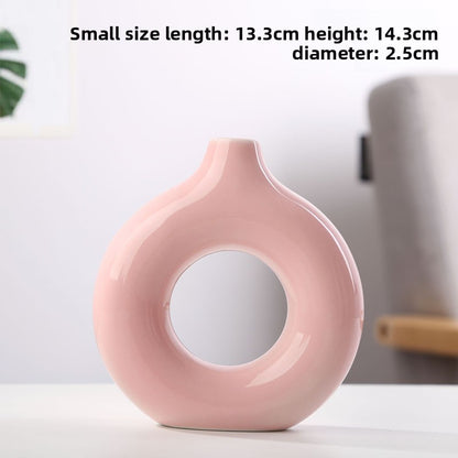 Handmade Ceramic Vase Circle Decor