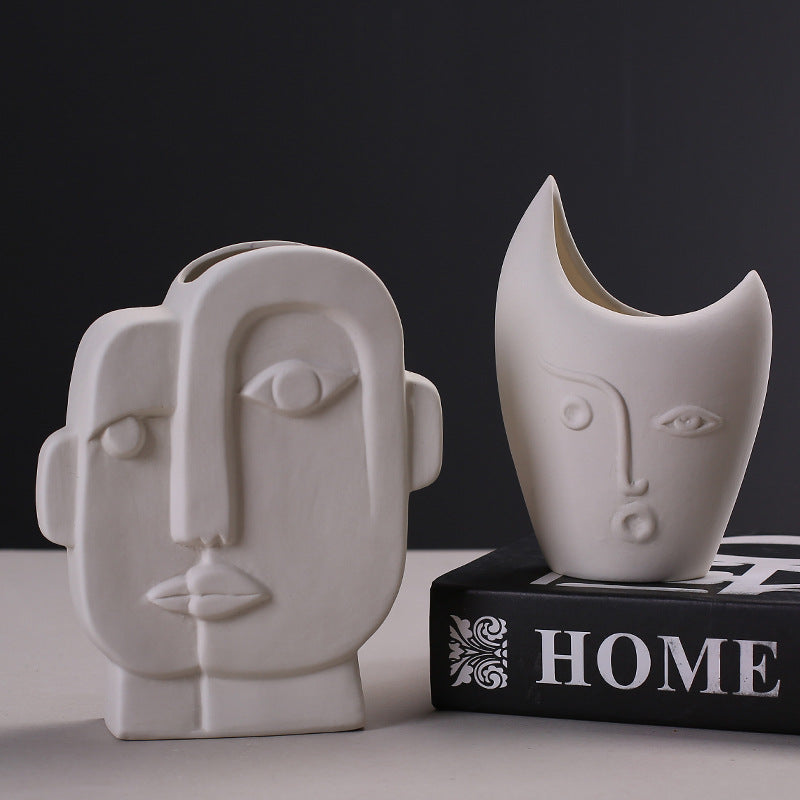 Creative Ceramic Face Vase for Home Decor