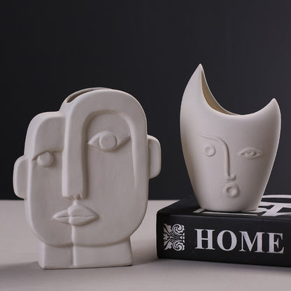 Creative Ceramic Face Vase for Home Decor