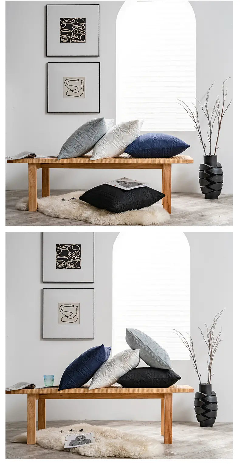 Argyle Jacquard Pillowcase for Soft Cushion Inserts