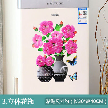 3D Faux Flower Vase Wall Decor for Bedroom