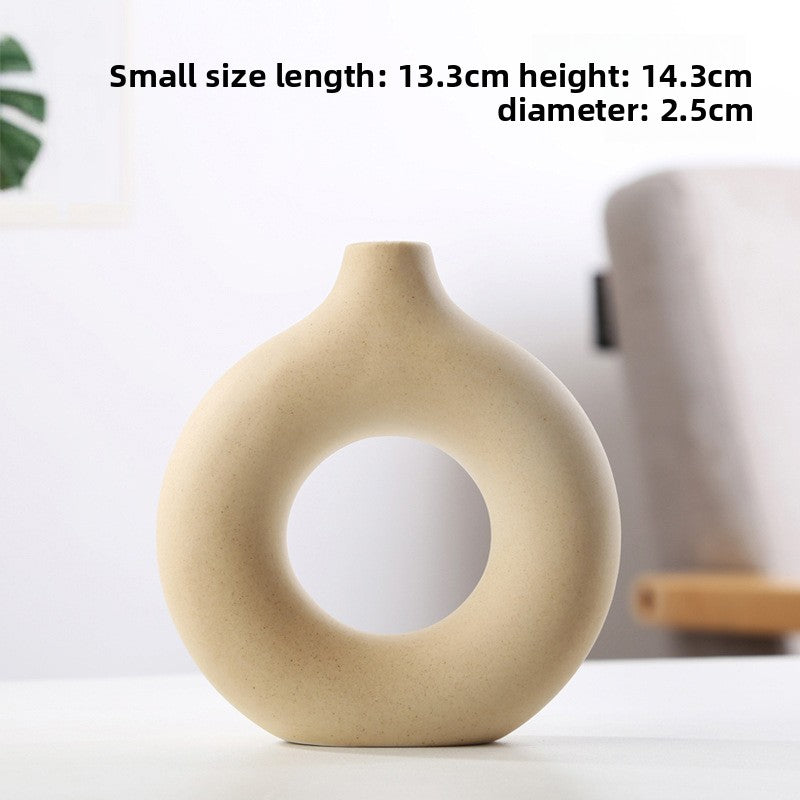 Handmade Ceramic Vase Circle Decor