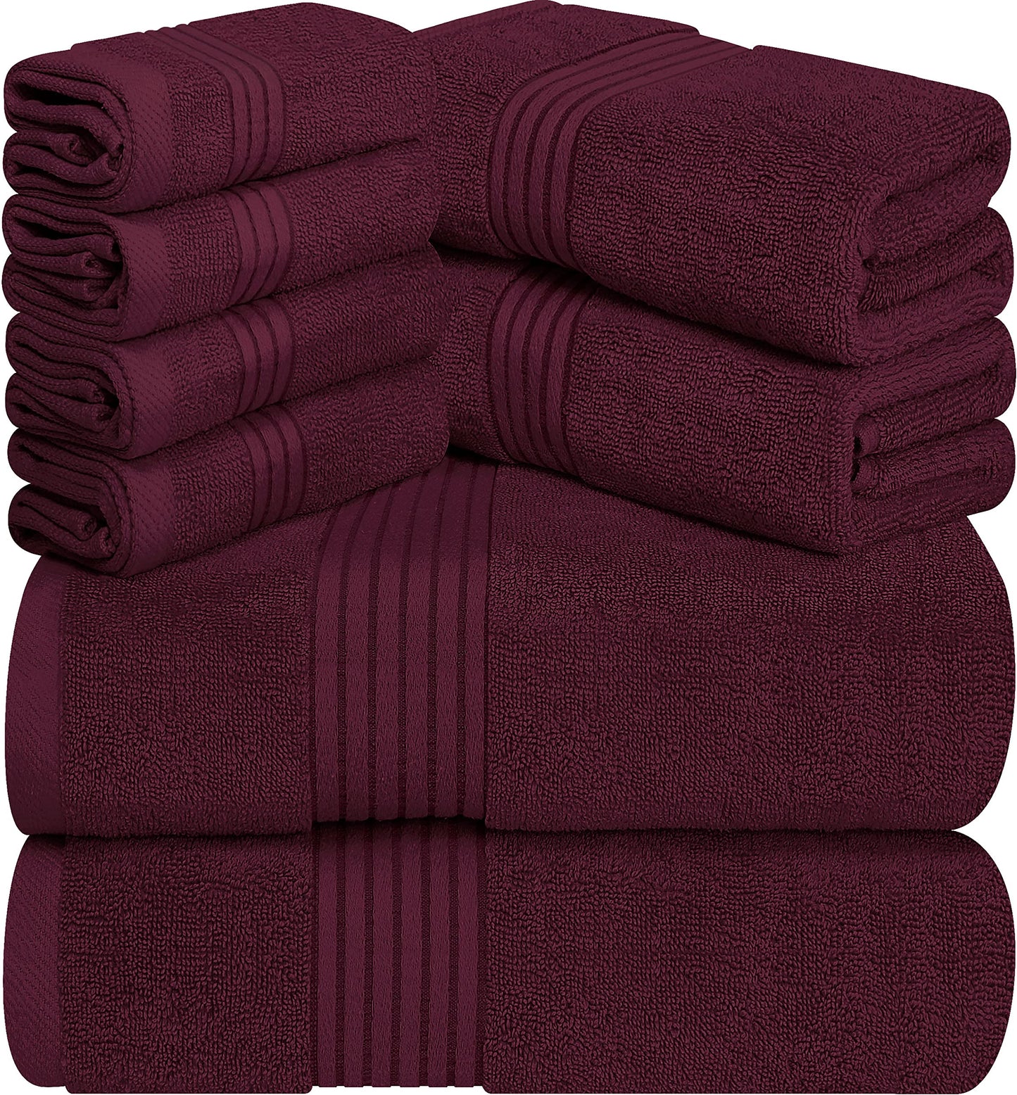 Premium 8-Piece Cotton Towel Set – Burgundy, 500 GSM, Ring-Spun