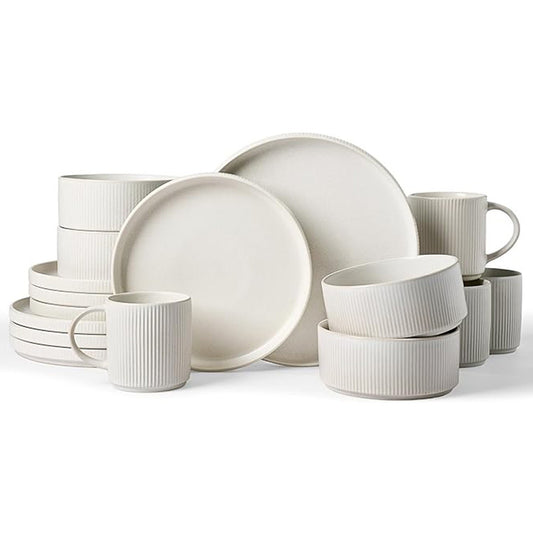 Embossed Ceramic Dinnerware Set 16 Pieces