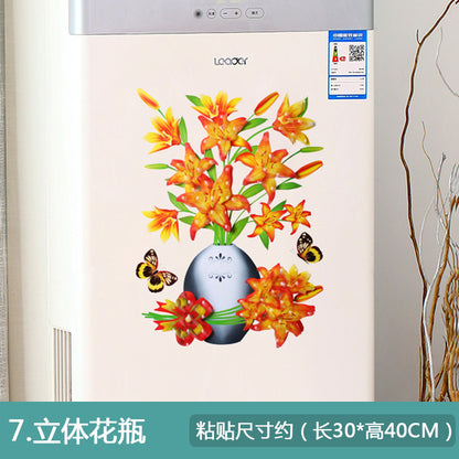 3D Faux Flower Vase Wall Decor for Bedroom