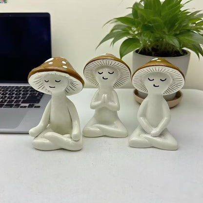 Cute Meditation Mushroom Resin Decor