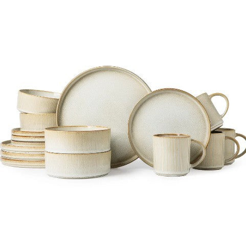 Embossed Ceramic Dinnerware Set 16 Pieces