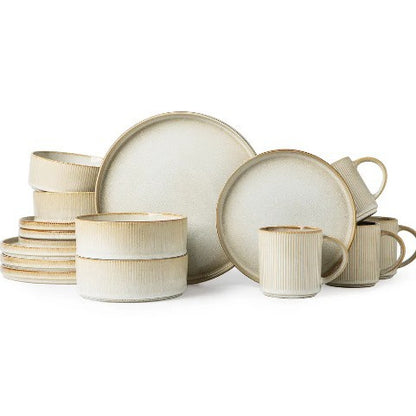 Embossed Ceramic Dinnerware Set 16 Pieces