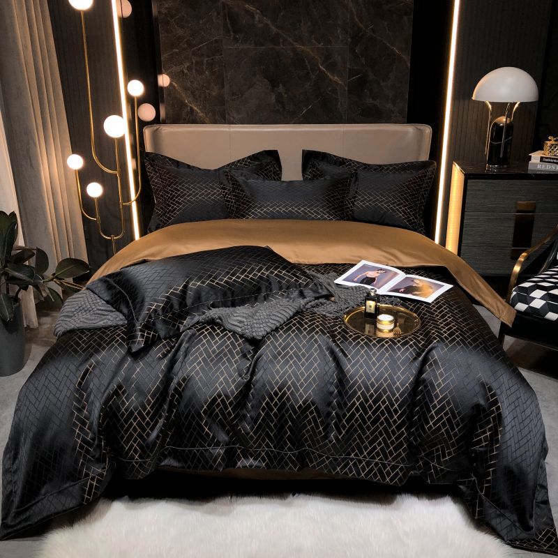 Luxury Black Gold Cotton Bedding Set