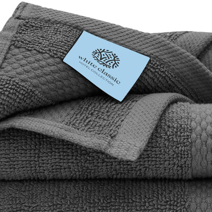 Hotel Collection Combed Cotton Bath Towel Set – Dark Grey, 700 GSM, 8-Piece