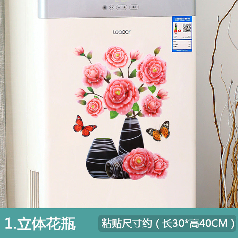 3D Faux Flower Vase Wall Decor for Bedroom
