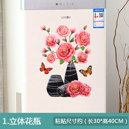 3D Faux Flower Vase Wall Decor for Bedroom