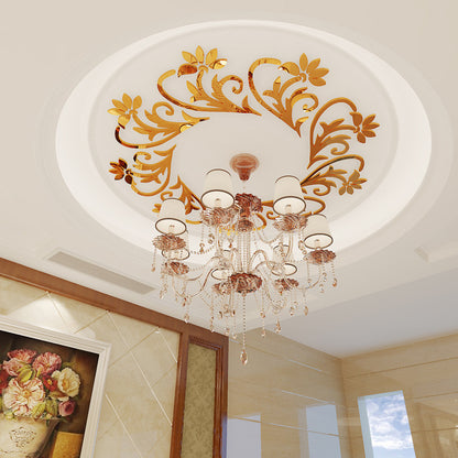 3D Mirror Flower Vine Acrylic Wall Stickers for Decor