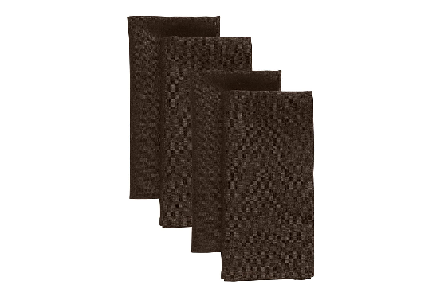 Solino Home Linen Napkins 20 x 20 Inch – 100% Pure Linen Chambray Brown Cloth Napkins Set of 4 – Machine Washable Dinner Napkins for Winter – Athena