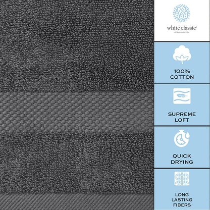 Hotel Collection Combed Cotton Bath Towel Set – Dark Grey, 700 GSM, 8-Piece