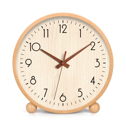 Japanese Style Solid Wood Table Clock Silent Modern Home Decor