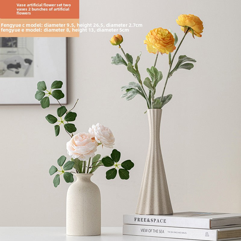 Ceramic Vase with Artificial Flowers for Home Decor