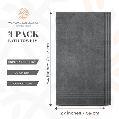 Wealuxe Grey Bath Towel Set of 4