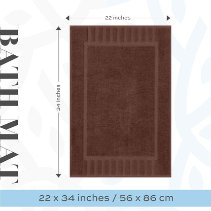 Luxury Cotton Bath Mat Set – Brown, 1000 GSM, 22”×34”, 2-Pack
