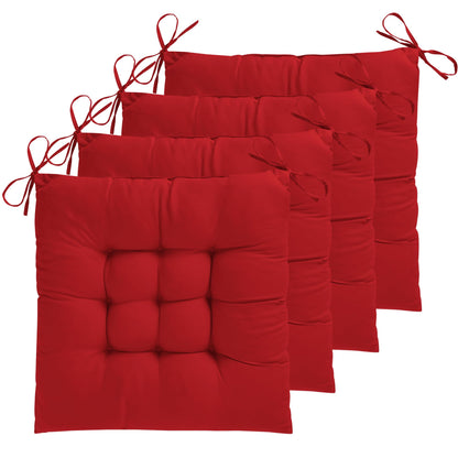 Square Chair Cushions with Ties — 4 Pack