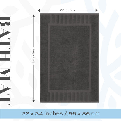Luxury Cotton Bath Mat Set – Dark Grey, 1000 GSM, 22”×34”, 2-Pack