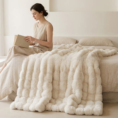 Luxury Rabbit Fur Plush Blanket