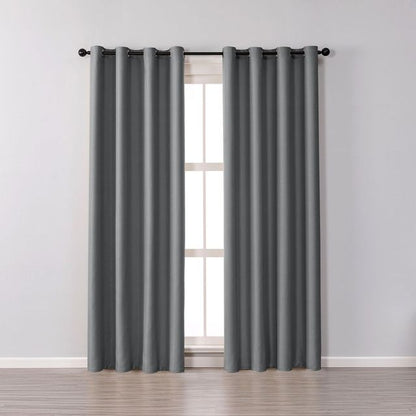 Minimalist Grommet Blackout Curtains – Grey, Multiple Sizes