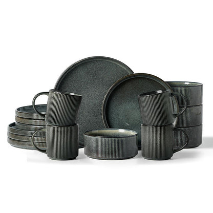 Embossed Ceramic Dinnerware Set 16 Pieces