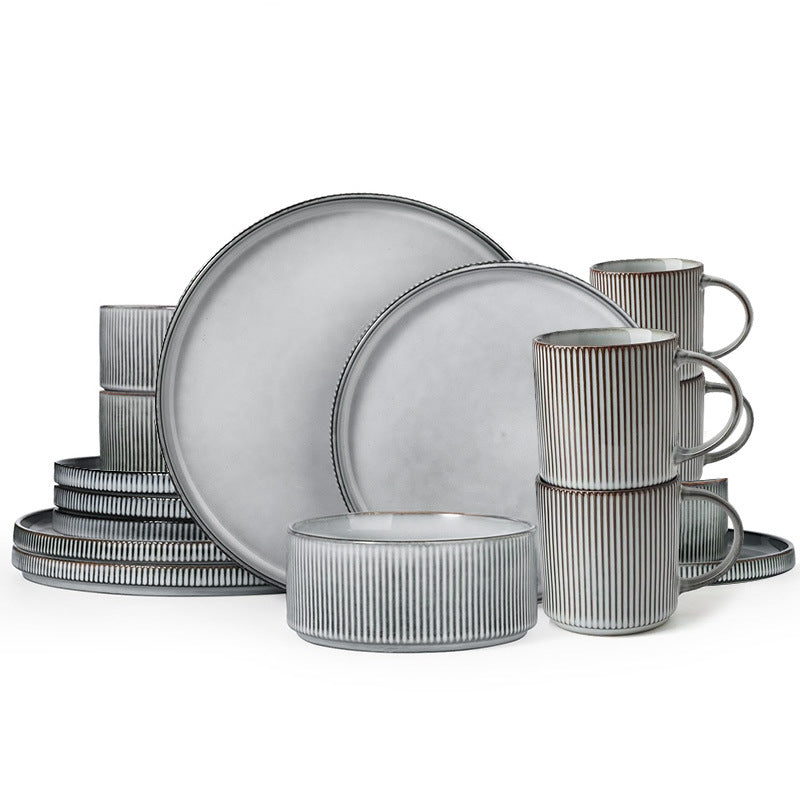 Embossed Ceramic Dinnerware Set 16 Pieces