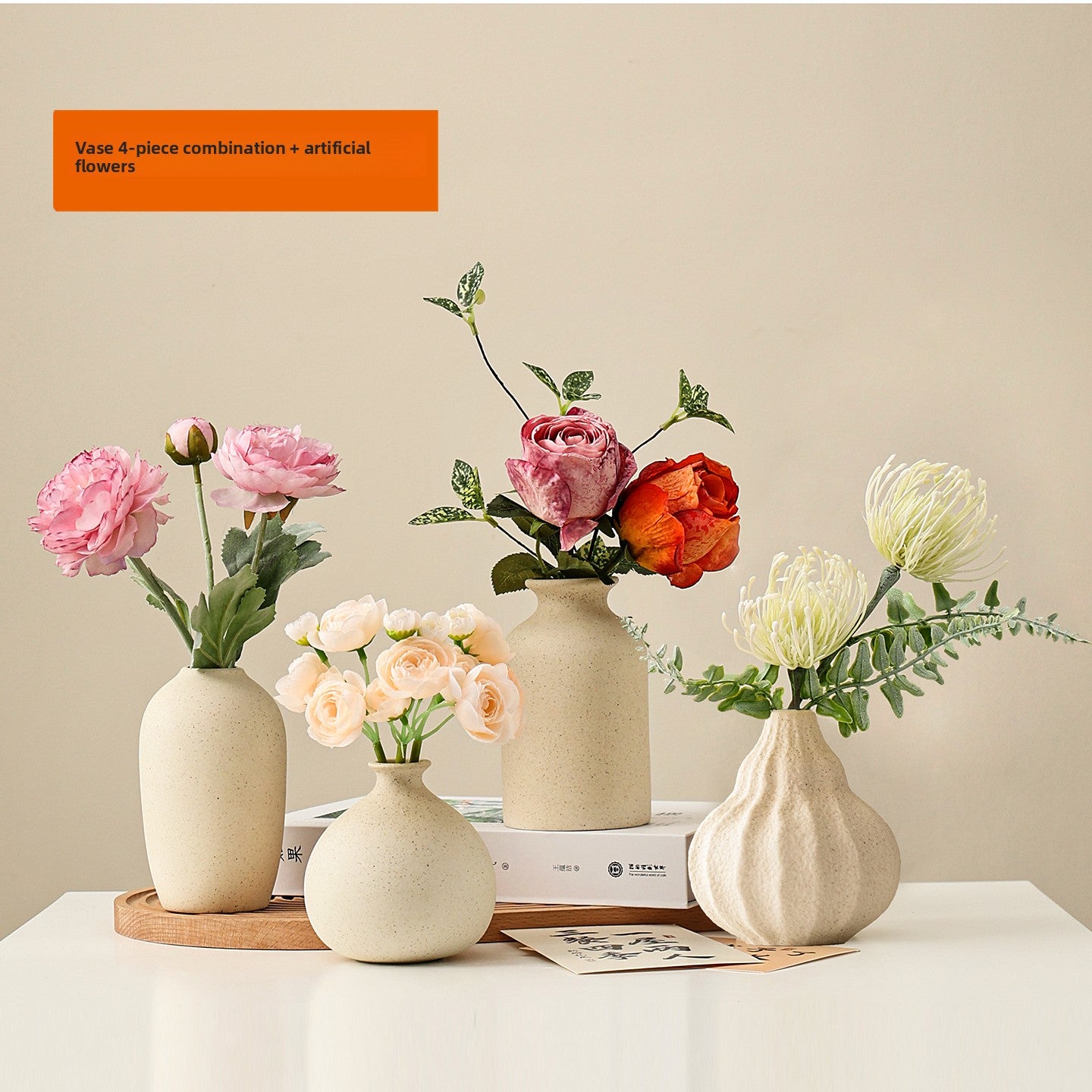 Ceramic Vase with Artificial Flowers for Home Decor