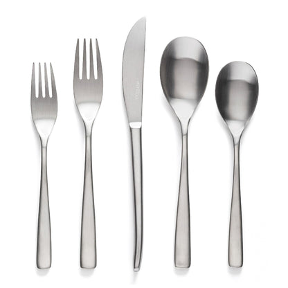 over&back 20pc Curved Flatware Cutlery Set - Comes with 4 Dinner Forks 4 Salad Forks 4 Dinner Knives 4 Dinner Spoons and 4 Teaspoons - 18/8 Stainless Steel - Dishwasher-Safe - Brushed Stainless