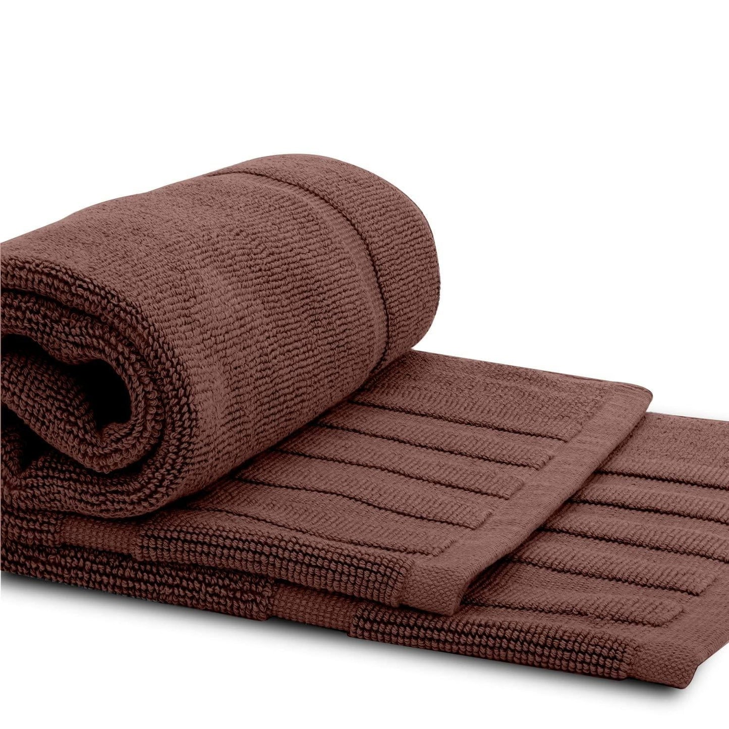 Luxury Cotton Bath Mat Set – Brown, 1000 GSM, 22”×34”, 2-Pack