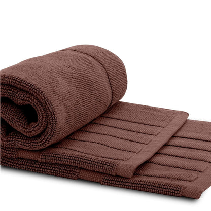 Luxury Cotton Bath Mat Set – Brown, 1000 GSM, 22”×34”, 2-Pack