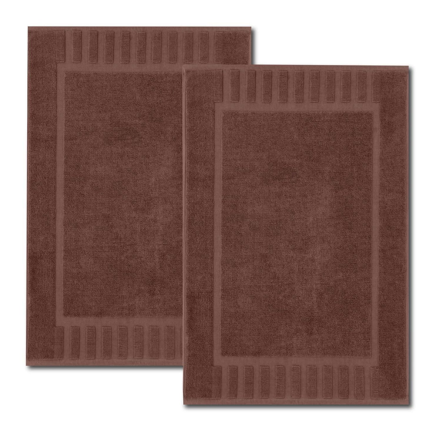 Luxury Cotton Bath Mat Set – Brown, 1000 GSM, 22”×34”, 2-Pack
