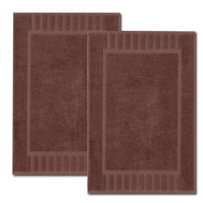 Luxury Cotton Bath Mat Set – Brown, 1000 GSM, 22”×34”, 2-Pack