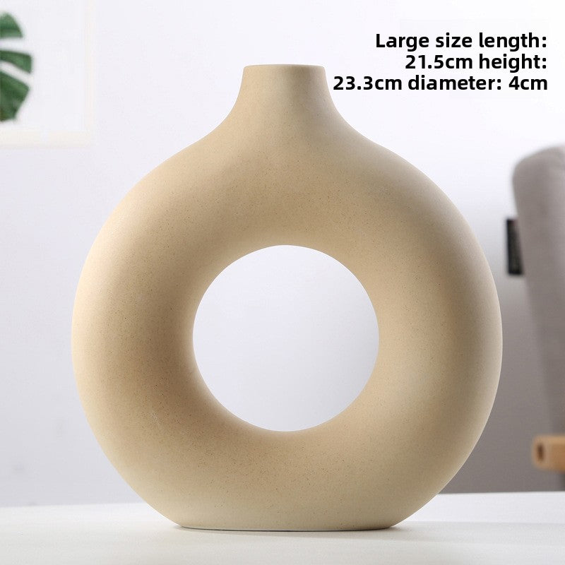 Handmade Ceramic Vase Circle Decor