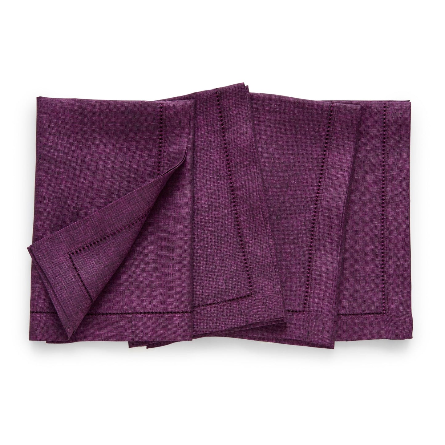 Solino Home Linen Napkins 20 x 20 Inch – 100% Pure Linen Grape Cloth Napkins Set of 4 – Hemstitch Dinner Napkins for Valentines Day Spring – Milan