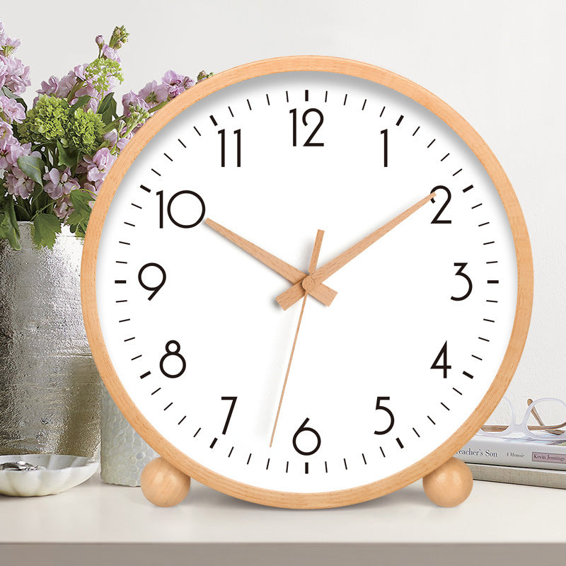 Japanese Style Solid Wood Table Clock Silent Modern Home Decor