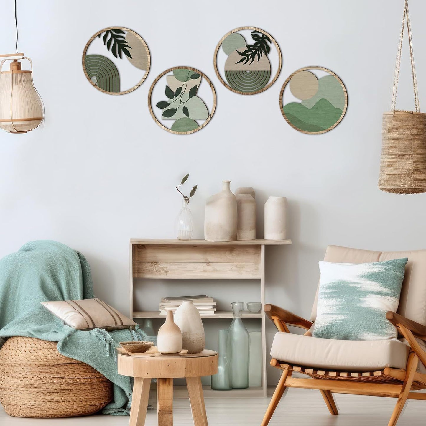 Bohemian Wooden Wall Hanging Decor Set