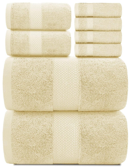 Luxury Beige Bath Towel Set of 8