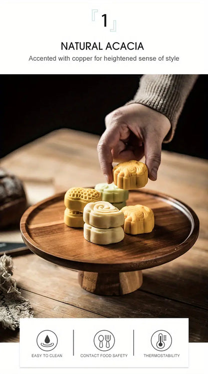 Wooden Round Dessert Plate - Creative Food Serving Tray